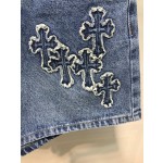 Croix High Waist Embroidered Denim Shorts