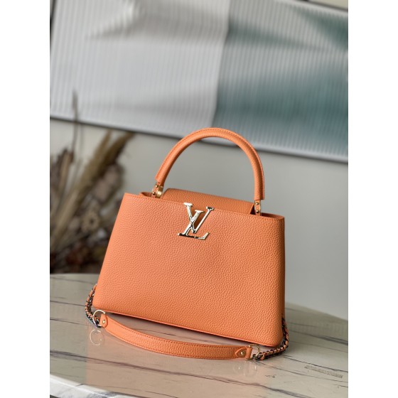 𝐋𝐎𝐔𝐈𝐒𝐕𝐔𝐈𝐓𝐓𝐎𝐍 M22606 Orange Colorful Gold buckle Medium size This Capuchines handbag