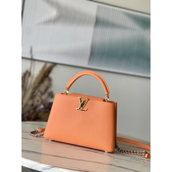 𝐋𝐎𝐔𝐈𝐒𝐕𝐔𝐈𝐓𝐓𝐎𝐍 M22606 Orange Colorful Gold buckle Small Capsines BB handbag