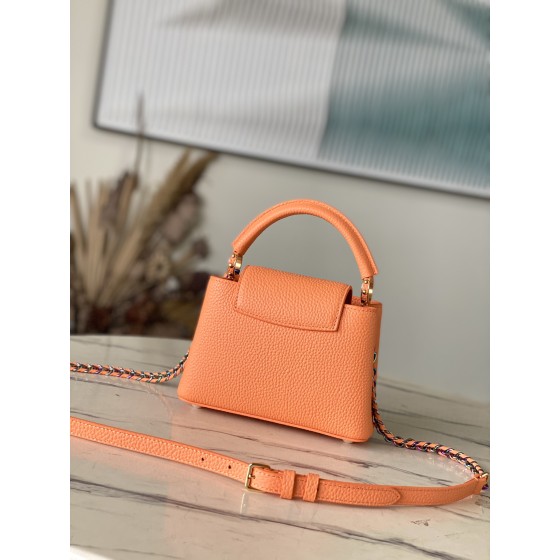 𝐋𝐎𝐔𝐈𝐒𝐕𝐔𝐈𝐓𝐓𝐎𝐍 M22606 Orange Colorful Gold Buckle Mini Capsines BB Handbag