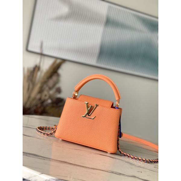 𝐋𝐎𝐔𝐈𝐒𝐕𝐔𝐈𝐓𝐓𝐎𝐍 M22606 Orange Colorful Gold Buckle Mini Capsines BB Handbag