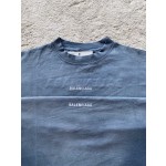 Balenciaga Gradient Aqua Small Embroidered Round Neck Short Sleeve