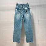 Chanel tattered split denim pants