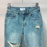 Chanel tattered split denim pants