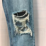 Chanel tattered split denim pants