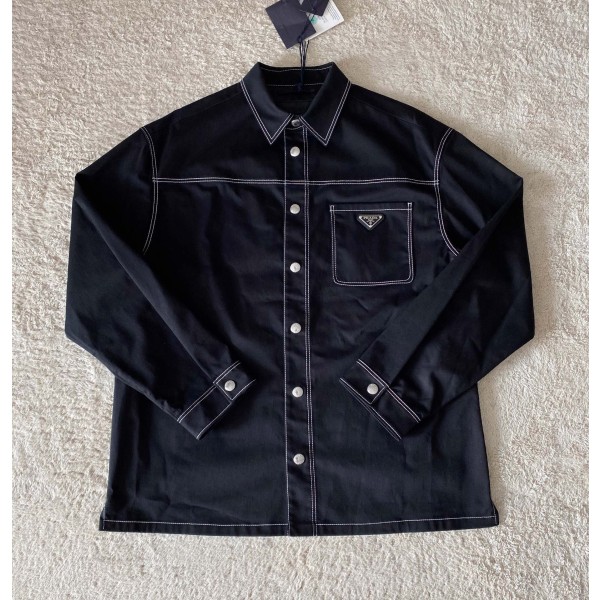 Prada Iron Brand Elastic Cotton Shirt Top Coat