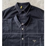 Prada Iron Brand Elastic Cotton Shirt Top Coat