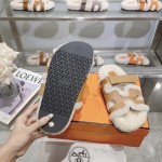 Hermes full leather wool style flat bottomed wool mop