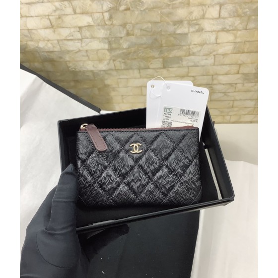 CHANEL imported ball patterned cowhide and sheepskin zippered change bag 82365