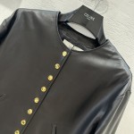 Celine silhouette gold buckle leather jacket