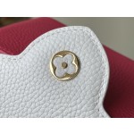 𝐋𝐎𝐔𝐈𝐒𝐕𝐔𝐈𝐓𝐓𝐎𝐍 M22752/M48865 mini Raspberry Red with White Chain Strips This CAPUCINES handbag