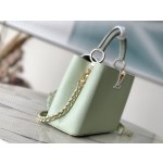 𝐋𝐎𝐔𝐈𝐒𝐕𝐔𝐈𝐓𝐓𝐎𝐍 M22916/M48865 Small Apple Green with White Chain Strips This CAPUCINES handbag