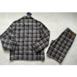 Louis Vuitton Letter Plaid Long Polo Coat