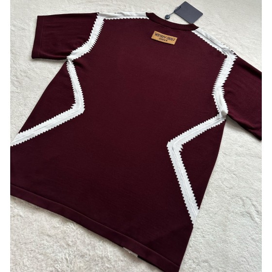 Louis Vuitton Letter Jacquard Gear Heavy Work Splicing ⚙️ Knitted short sleeves