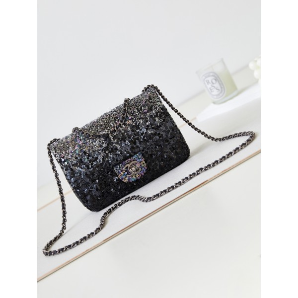 CHANEL 23C Beaded Light Yellow CF Sequin Bag Model AS3965