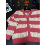MIU MIU bump rose pink stripe letter jacquard mohair