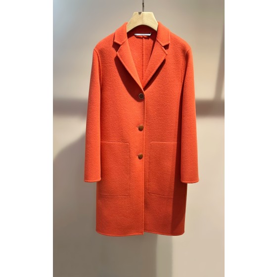 Hermes cashmere coat black, white, orange yellow (consult customer service to confirm size before placing an order)
