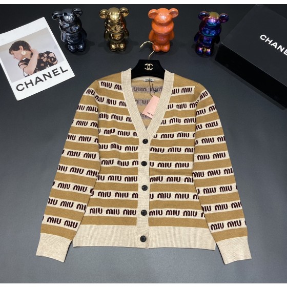 MIU MIU contrasting letter logo V-neck cardigan