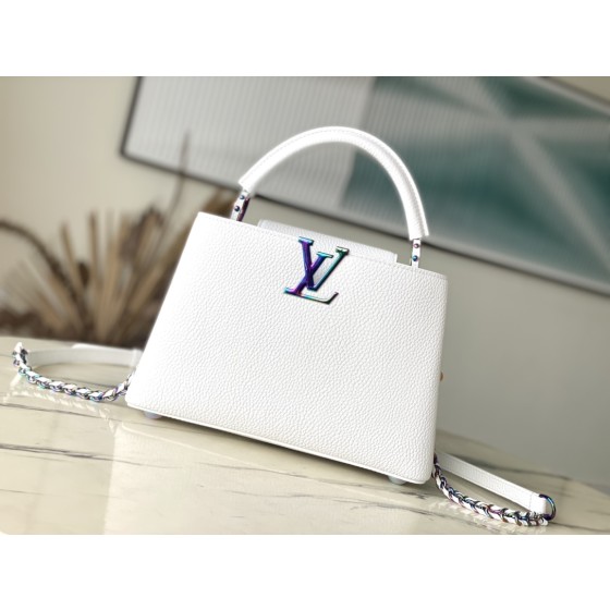 𝐋𝐎𝐔𝐈𝐒𝐕𝐔𝐈𝐓𝐓𝐎𝐍 M22054 White Colorful Gold Buckle Small Capsines BB Handbag