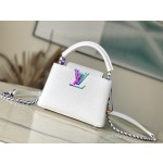 𝐋𝐎𝐔𝐈𝐒𝐕𝐔𝐈𝐓𝐓𝐎𝐍 M22606 White Colorful Gold Buckle Mini Capsines BB Handbag