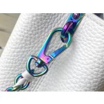 𝐋𝐎𝐔𝐈𝐒𝐕𝐔𝐈𝐓𝐓𝐎𝐍 M22606 White Colorful Gold Buckle Mini Capsines BB Handbag