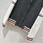 Thom Browne Grey Mixed Wool Baseball Coat