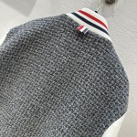 Thom Browne Grey Mixed Wool Baseball Coat