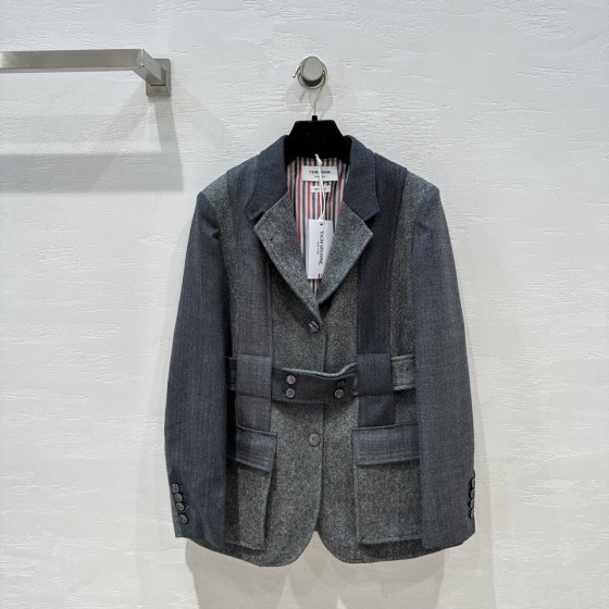 Thom Browne Casual Set Grey Mixed Wool Suit Coat