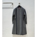 Thom Browne Casual Grey Mixed Wool Polo Mid length Wool Coat