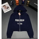 MIU MIU Hooded Zipper Cardigan