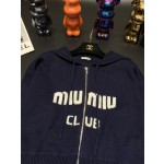 MIU MIU Hooded Zipper Cardigan
