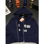 MIU MIU Hooded Zipper Cardigan
