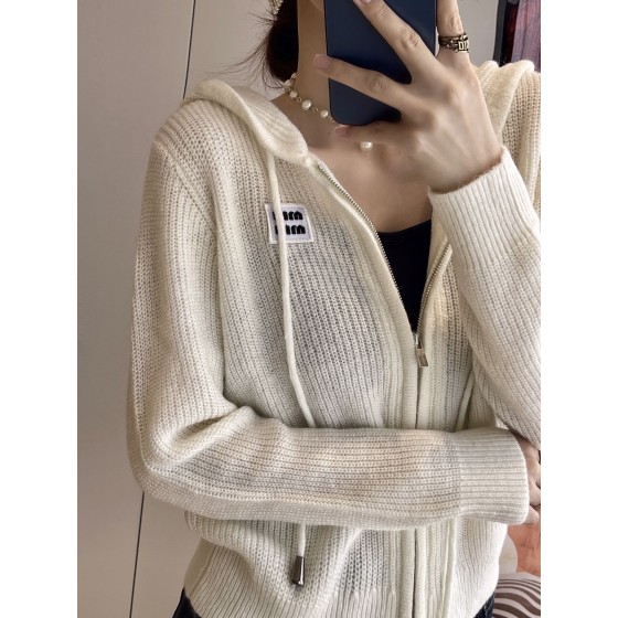 MIU MIU 23 PRE Autumn New Hooded Zipper Cardigan