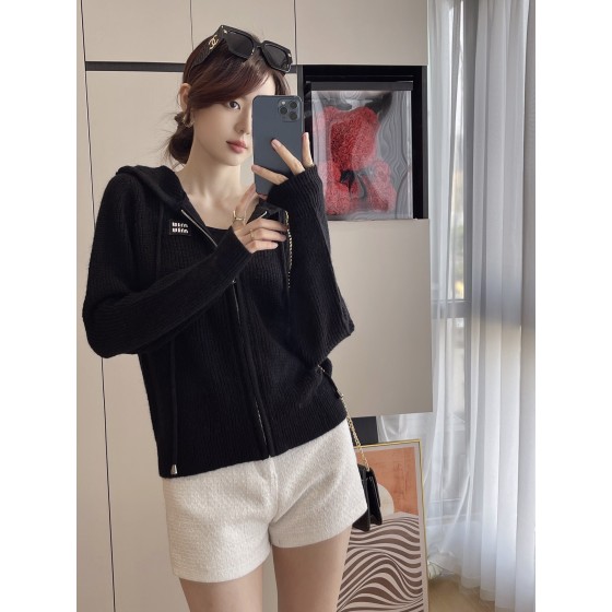 MIU MIU 23 PRE Autumn New Hooded Zipper Cardigan