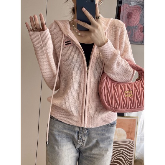 MIU MIU 23 PRE Autumn New Hooded Zipper Cardigan