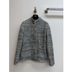 CHANEL High Order Handmade Square Sequin Twill Soft Wool Stand Neck Coat