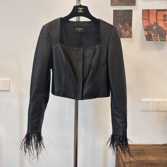 Chanel Imported Lambskin Spliced Feather