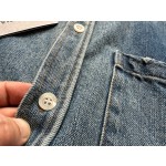 Balenciaga washed light blue denim short sleeved shirt jacket
