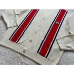 GUCCI contrasting red and blue striped woolen cardigan jacket