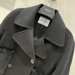 Prada Handmade Fur Pocket Double sided Cashmere Short Coat