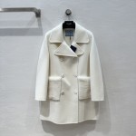 Prada handmade fur pocket double-sided cashmere coat