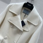 Prada handmade fur pocket double-sided cashmere coat