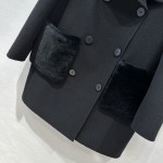 Prada handmade fur pocket double-sided cashmere coat