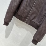 Bottega Veneta Baseball Jersey Woven Sheepskin Coat