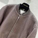 Bottega Veneta Baseball Jersey Woven Sheepskin Coat