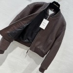 Bottega Veneta Baseball Jersey Woven Sheepskin Coat