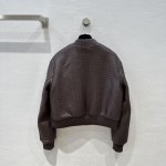 Bottega Veneta Baseball Jersey Woven Sheepskin Coat