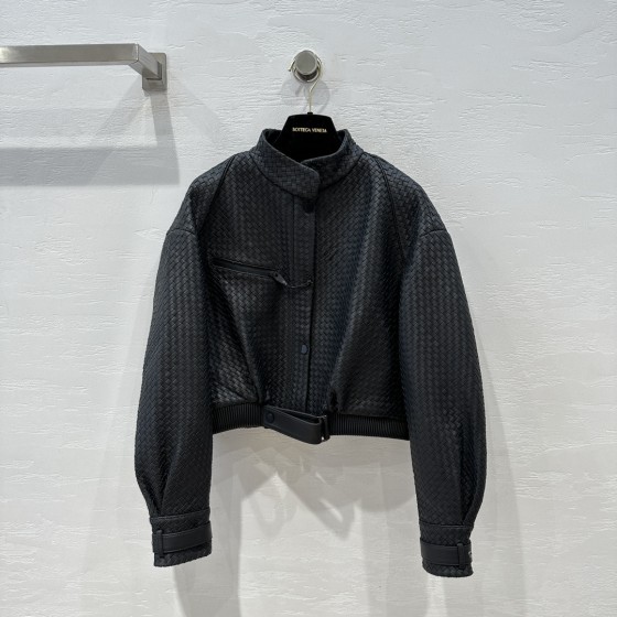 Bottega Veneta Andiamo Woven Sheepskin Jacket Coat