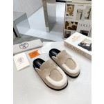 Hermes plush half slippers