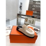 Hermes plush half slippers